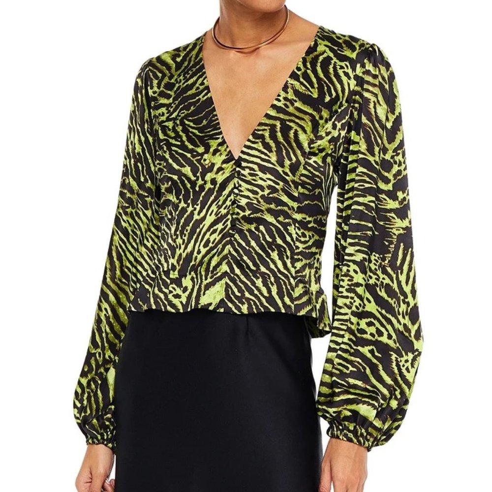 Tiger-print Silk Blouse from GANNI - Picture 1 of 9